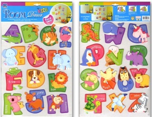 H9 -   ABC Cartoon Animal Alphabet Wall Stickers  (Pack Size 12)